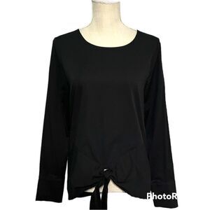 Pleione black long sleeves tie front cotton spandex top